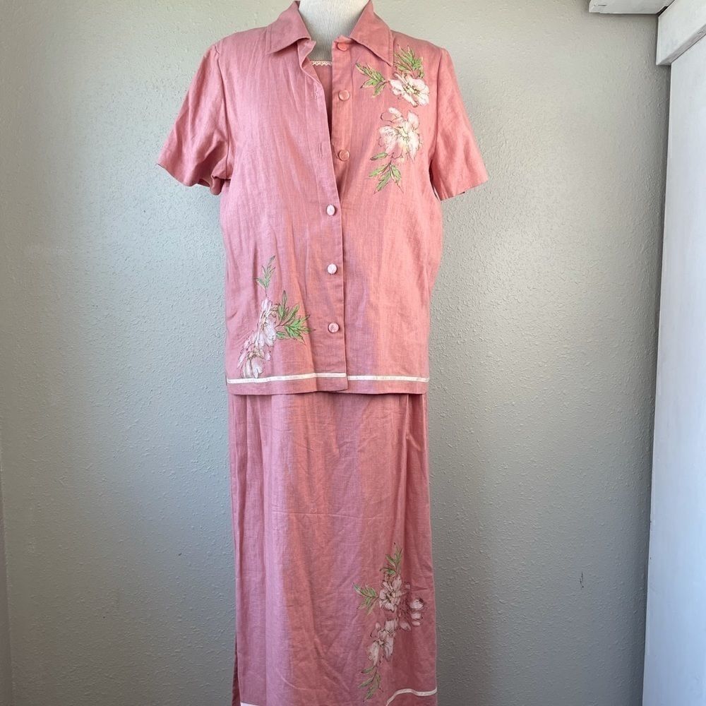Studio Ease Pink Linen Blend Matching Top & Dress